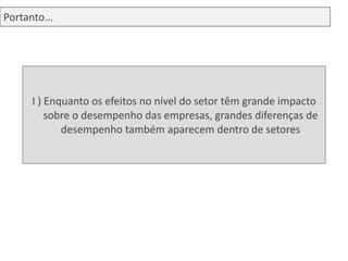 I ) Enquanto os efeitos no nível do setor têm grande impacto sobre o desempenho das empresas, grandes diferenças de desempenho também aparecem dentro de setores Portanto... 