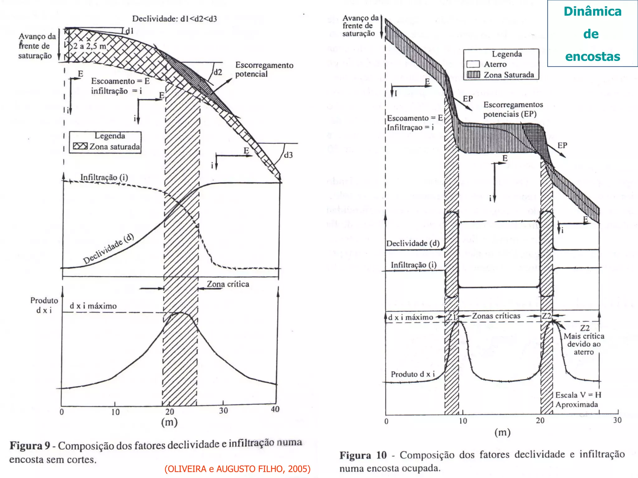 (OLIVEIRA e AUGUSTO FILHO, 2005) Dinâmica de  encostas 