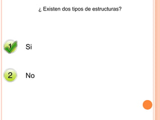 ¿ Existen dos tipos de estructuras?
Si
No