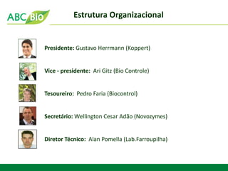 Presidente: Gustavo Herrmann (Koppert) 
Vice - presidente: Ari Gitz (Bio Controle) 
Tesoureiro: Pedro Faria (Biocontrol) 
Secretário: Wellington Cesar Adão (Novozymes) 
Diretor Técnico: Alan Pomella (Lab.Farroupilha) 
Estrutura Organizacional  