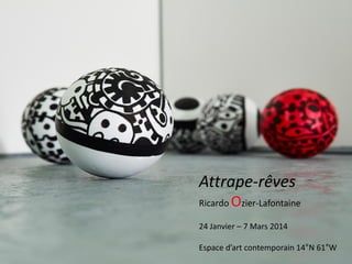 Attrape-rêves
Ricardo Ozier-Lafontaine
24 Janvier – 7 Mars 2014
Espace d’art contemporain 14°N 61°W
 
