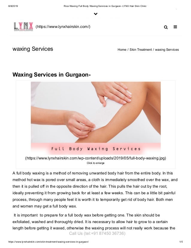 Rica Waxing Full Body Waxing Services In Gurgaon Lynx Hair Skin Clin