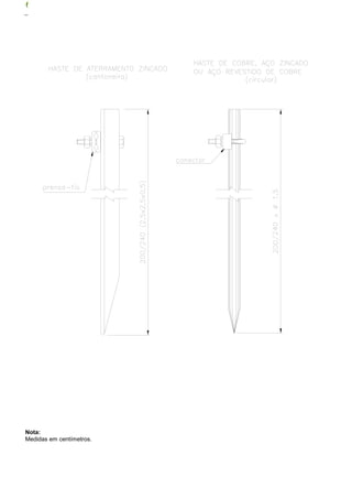 Regulamento de Instalações Consumidoras – FIGURAS 163
FIGURA 33 – ELETRODO DE ATERRAMENTO
Nota:
Medidas em centímetros.
 