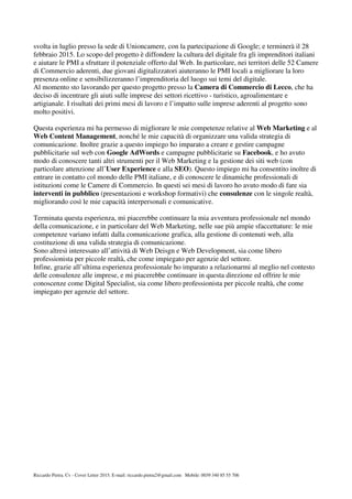 Riccardo Pietra - CV e Cover Letter | PDF