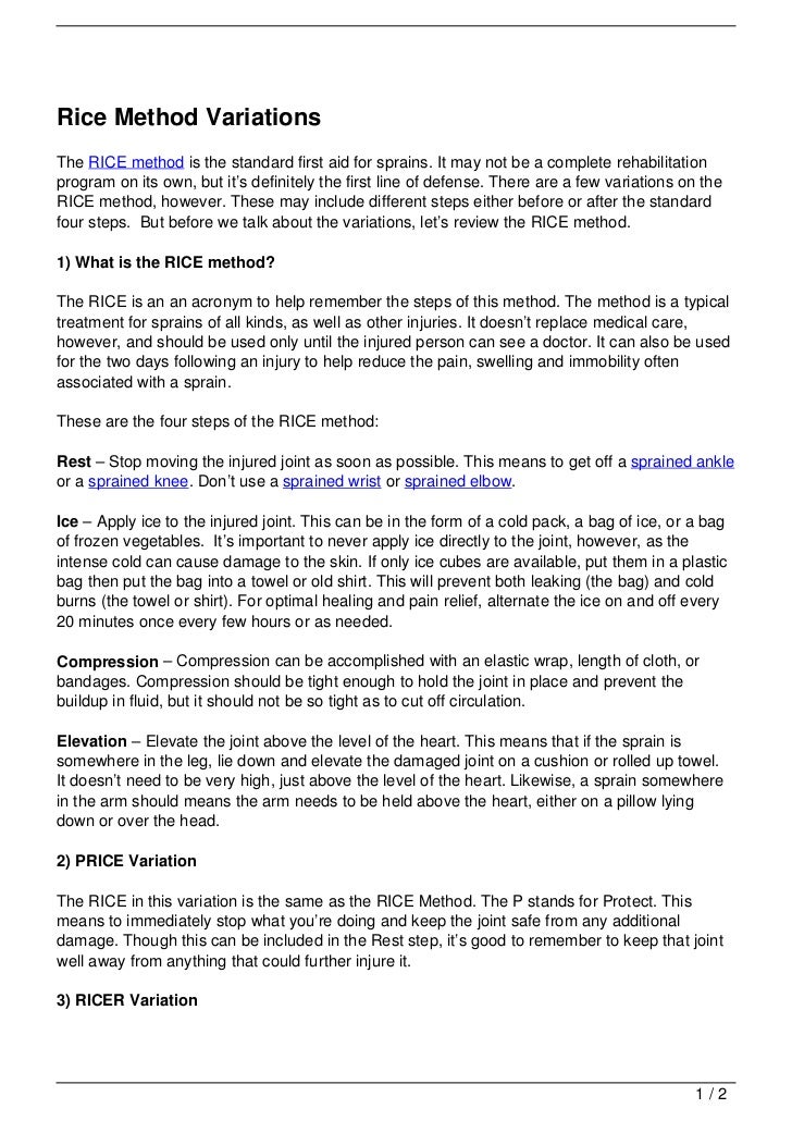 Rice Method Variations