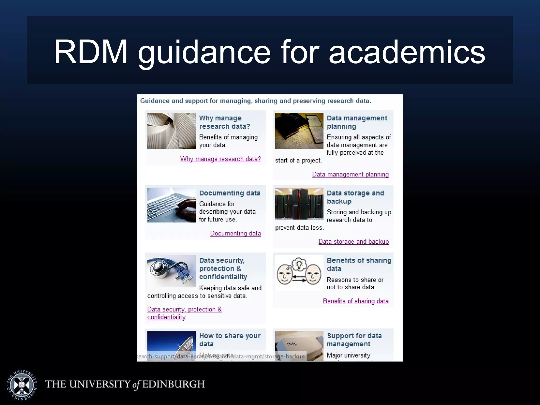 RDM guidance for academics
 