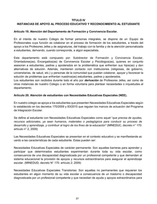 REGLAMENTO INTERNO DE CONVIVENCIA ESCOLAR 2025 | PDF