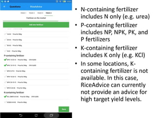 • N-containing fertilizer
includes N only (e.g. urea)
• P-containing fertilizer
includes NP, NPK, PK, and
P fertilizers
• ...