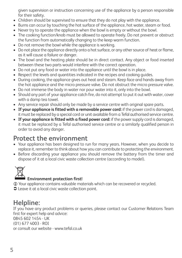 Tefal Rice Cooker 8 in 1 Manual PDF