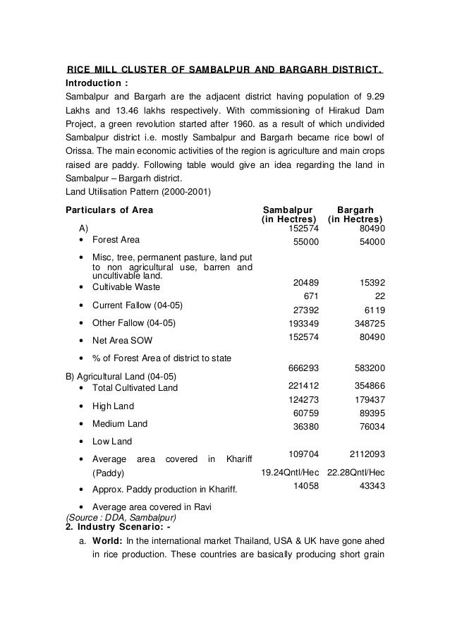 rice milling plant business plan