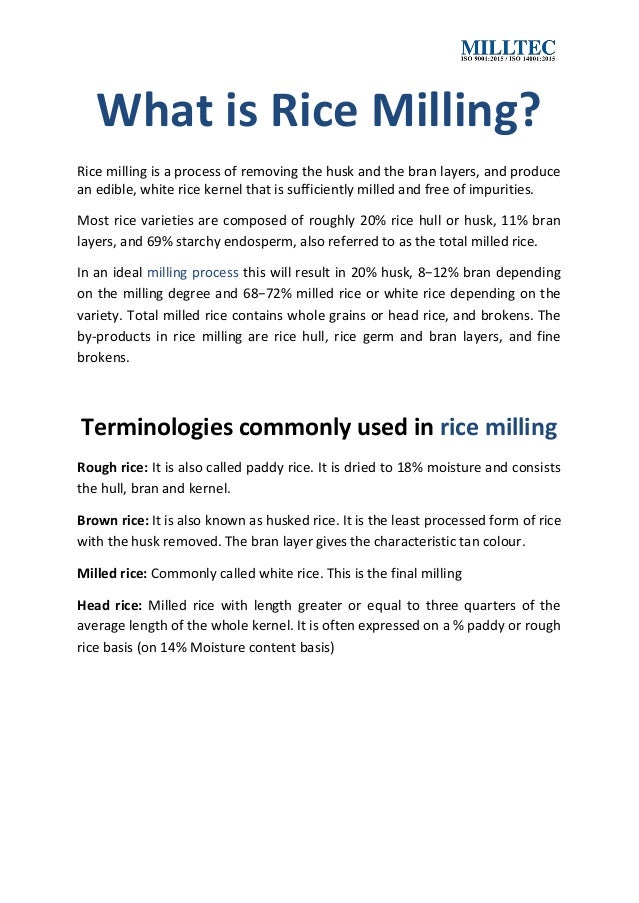 research paper on rice milling