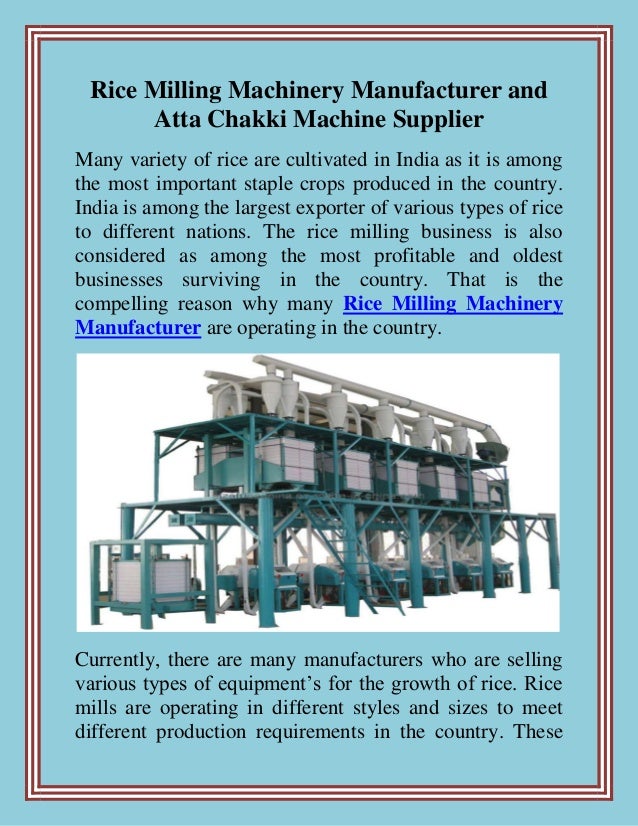 Rice Milling Machinery Manufacturer and Atta Chakki Machine