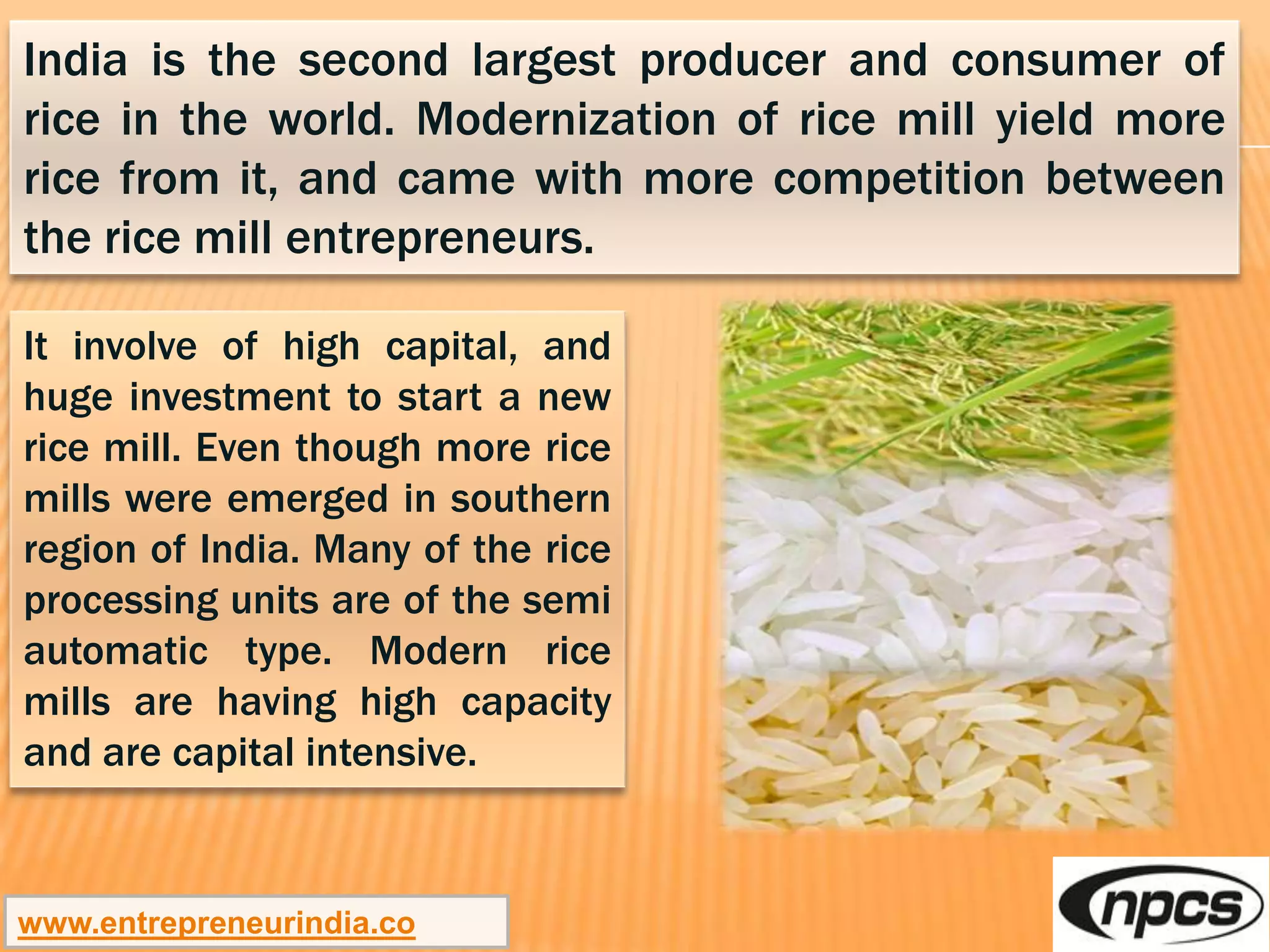 Rice Mill (Parboiled Rice) - Market Survey cum Detailed Techno Economic ...
