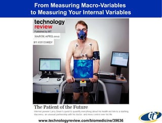 From Measuring Macro-Variables
to Measuring Your Internal Variables

www.technologyreview.com/biomedicine/39636

 