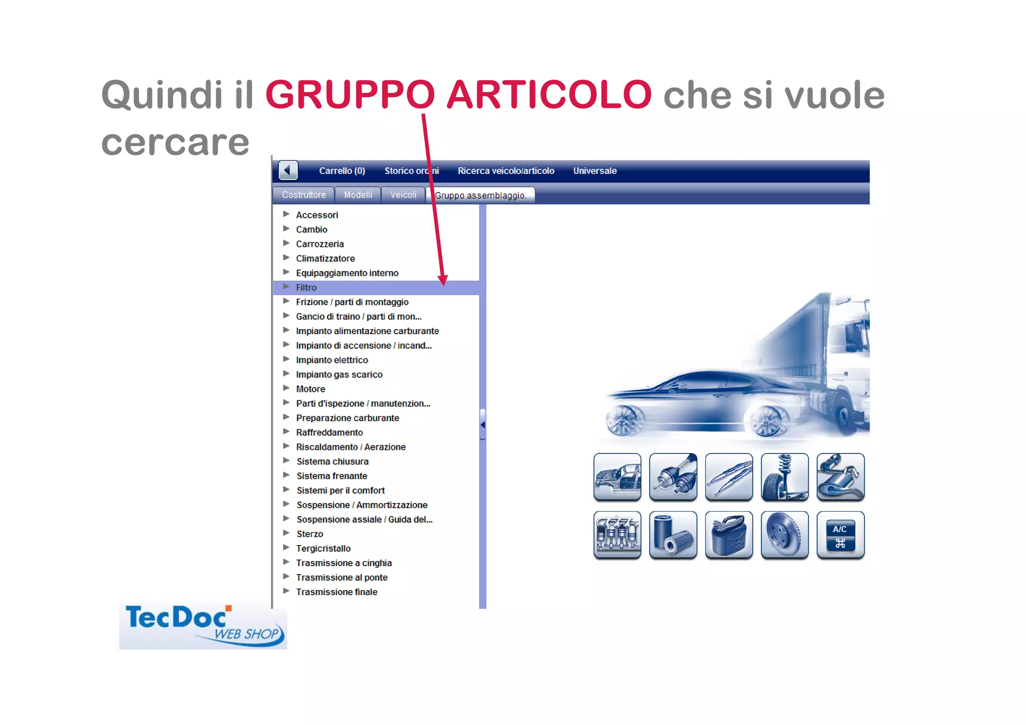 Quindi il GRUPPO ARTICOLO che si vuole
cercare
 