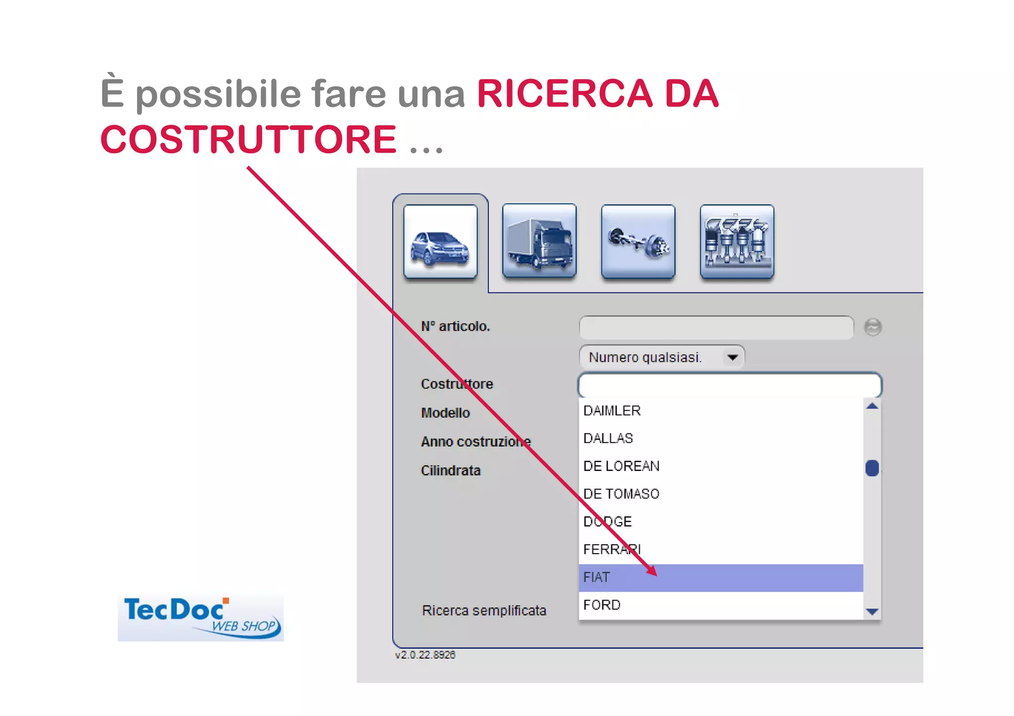È possibile fare una RICERCA DA
COSTRUTTORE …
 