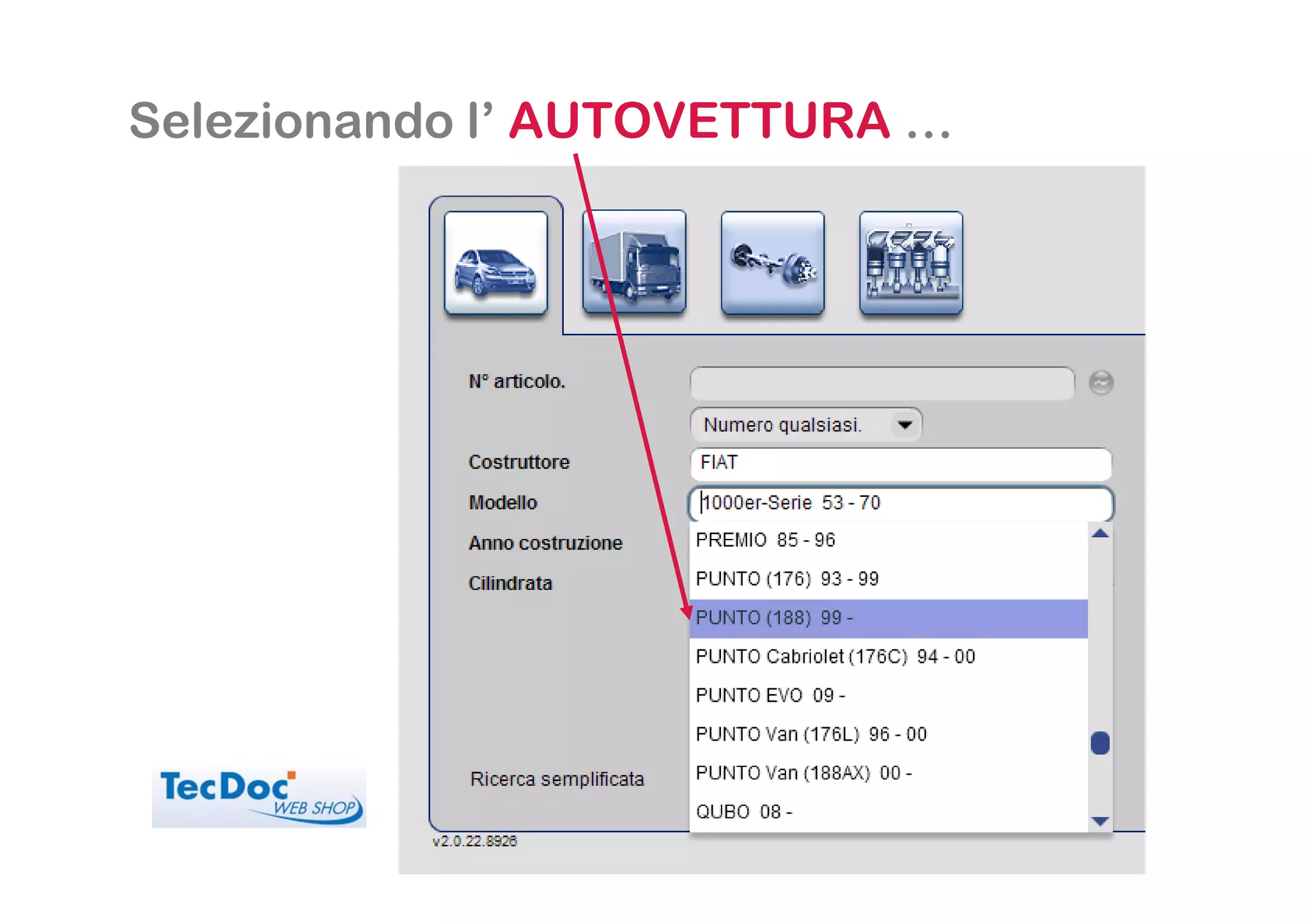 Selezionando l’ AUTOVETTURA …
 