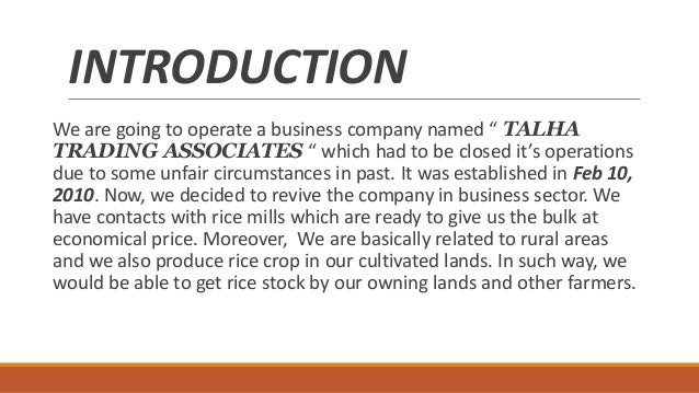 business plan for rice trading