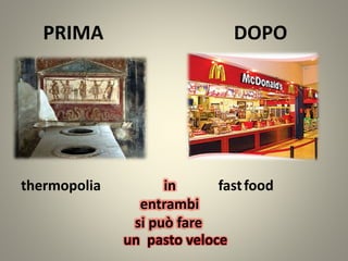 PRIMA DOPO
thermopolia in
entrambi
si può fare
fastfood
un pasto veloce
 