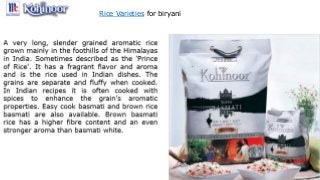 Rice Varieties for biryani
 