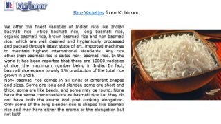 Rice Varieties from Kohinoor
 