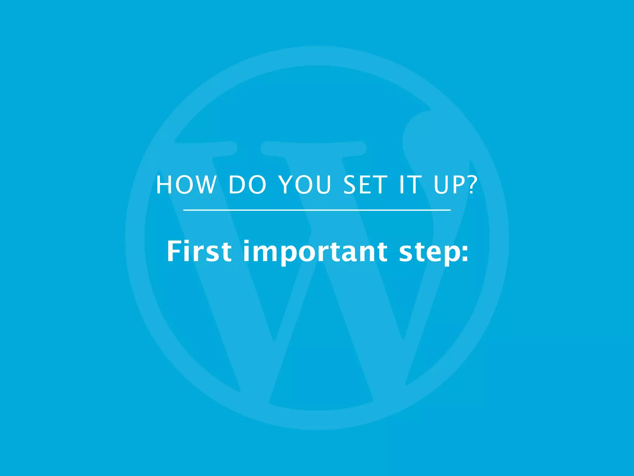 HOW DO YOU SET IT UP?
First important step:
 