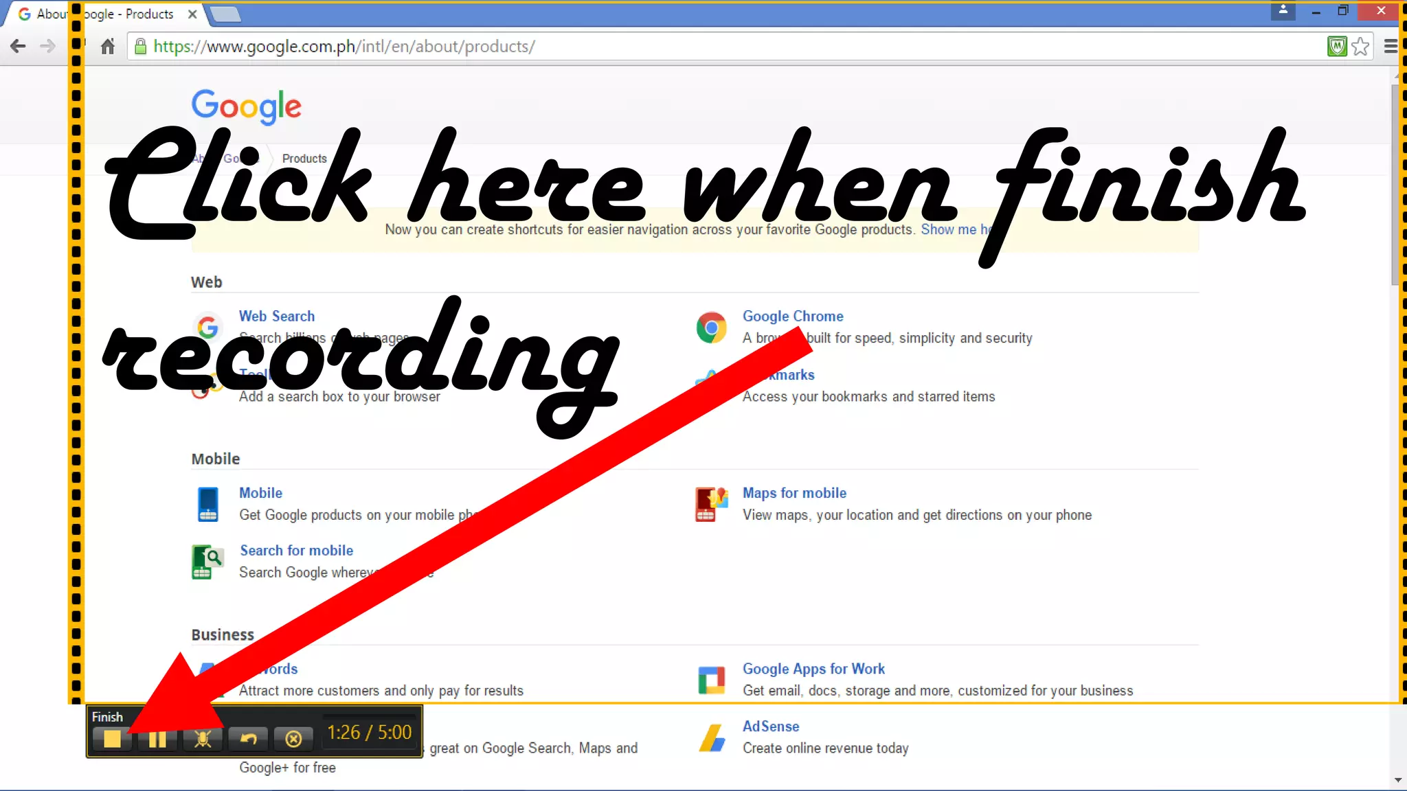 Click here when finish
recording
 
