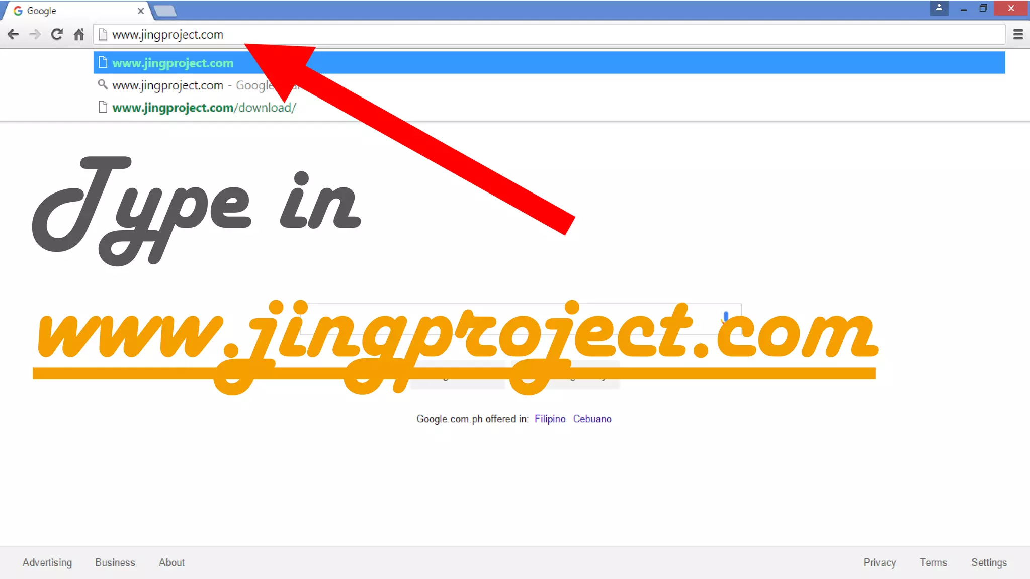 Type in
www.jingproject.com
 