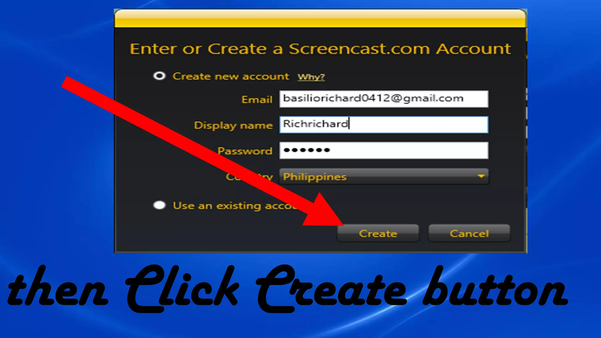 then Click Create button
 