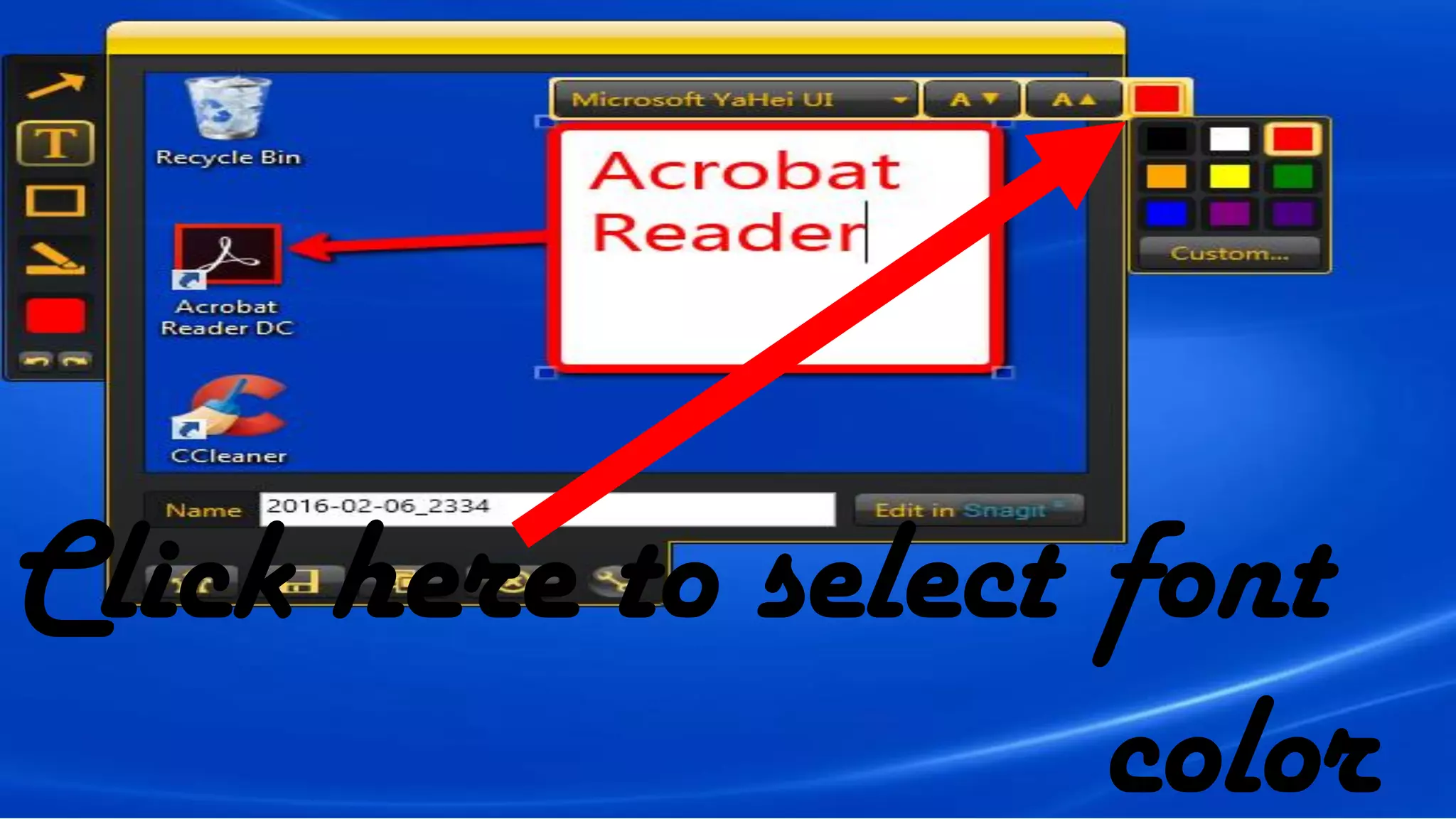 Click here to select font
color
 