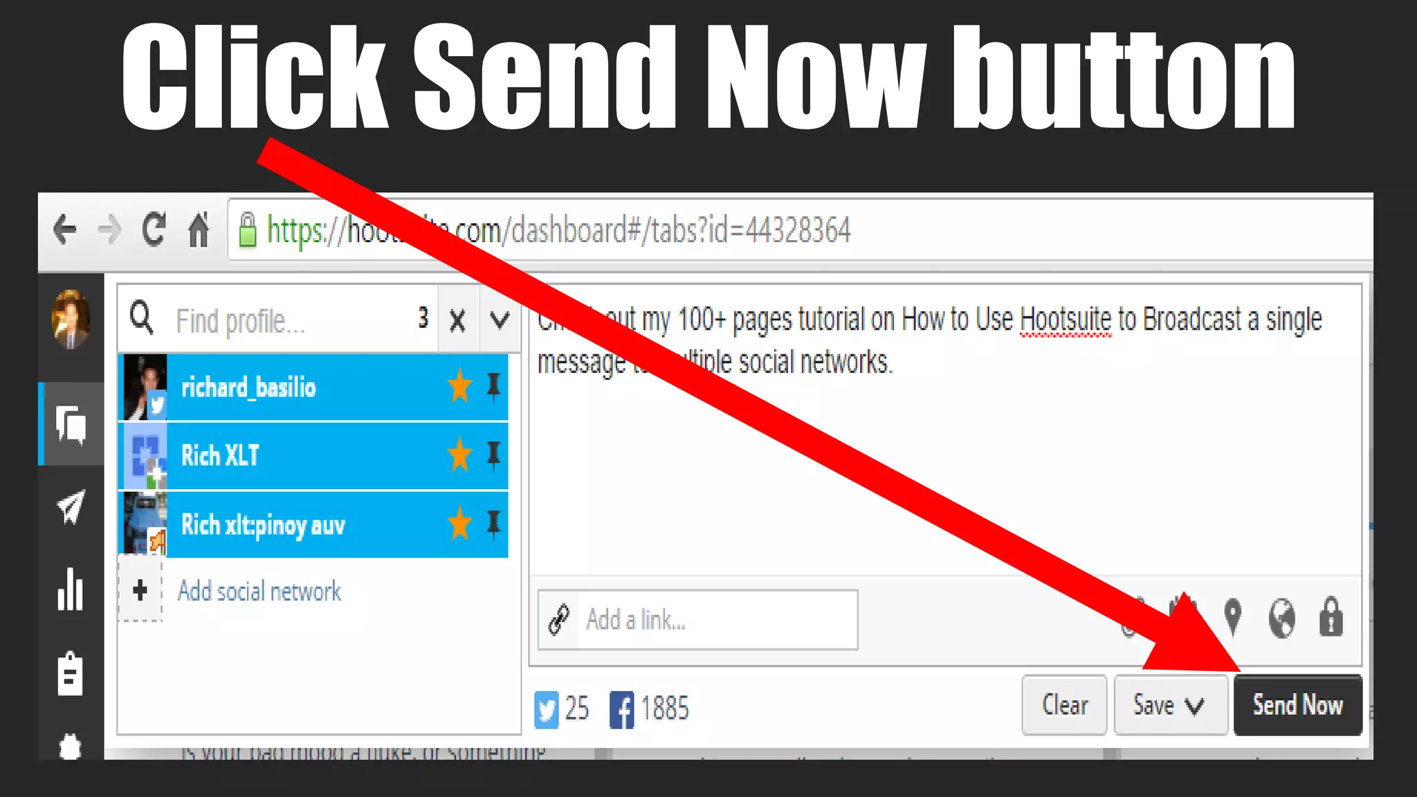 Click Send Now button
 