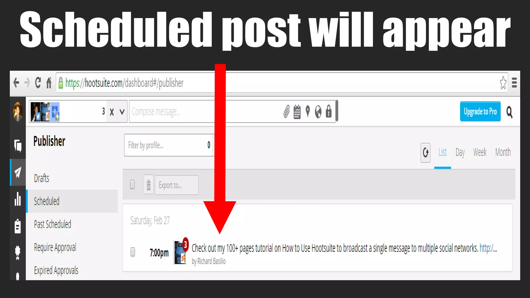 Scheduled post will appear
 