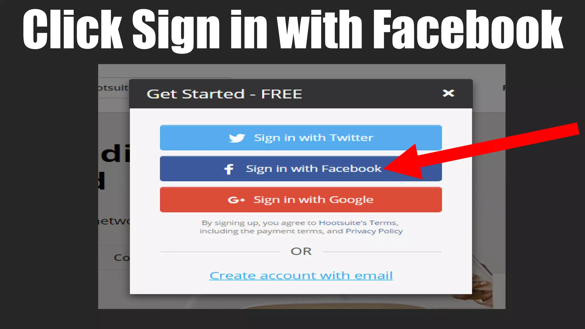 Click Sign in with Facebook
 