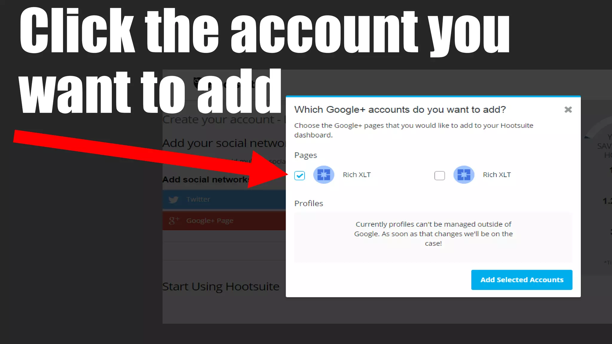 Click the account you
want to add
 