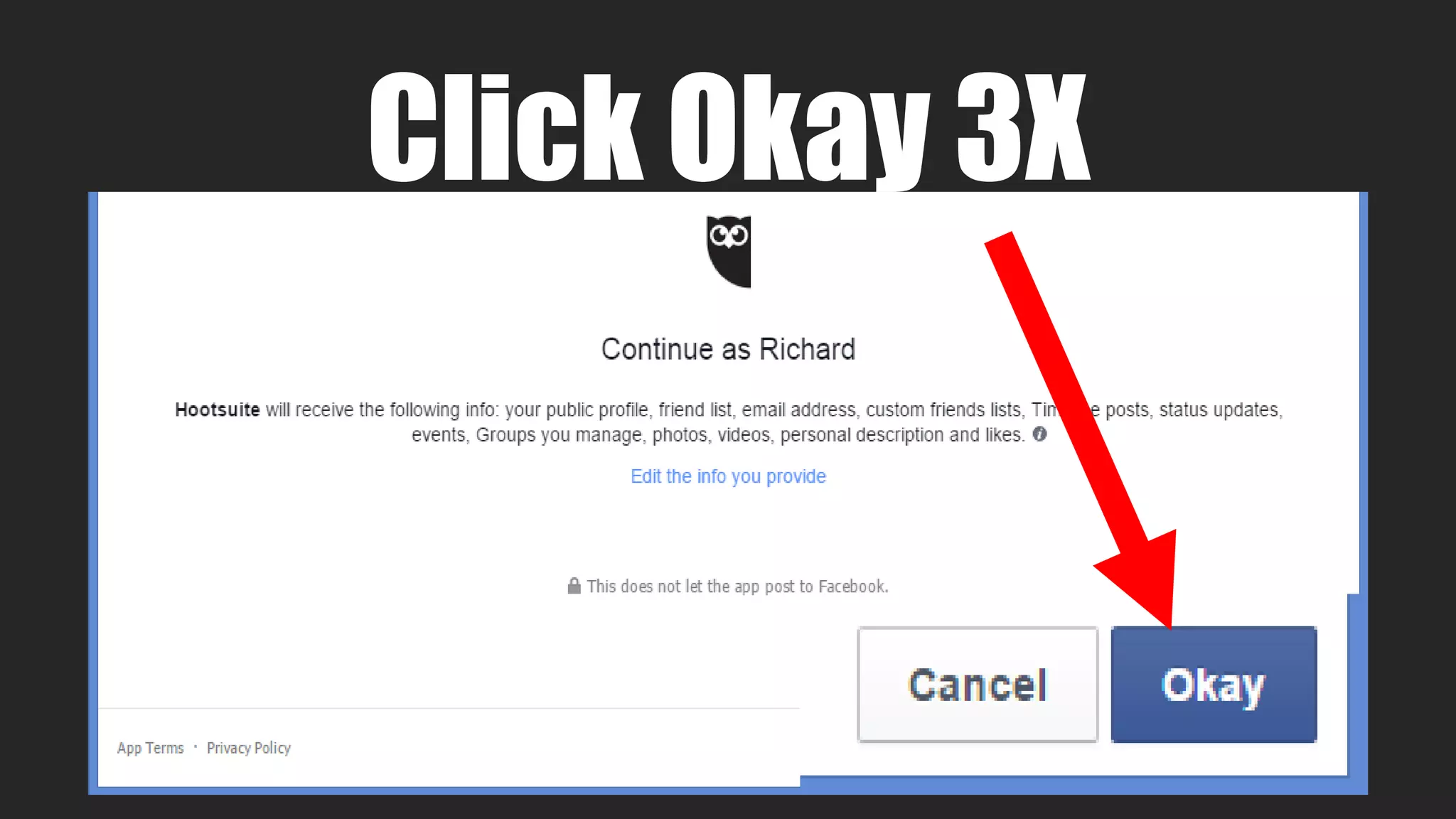 Click Okay 3X
 