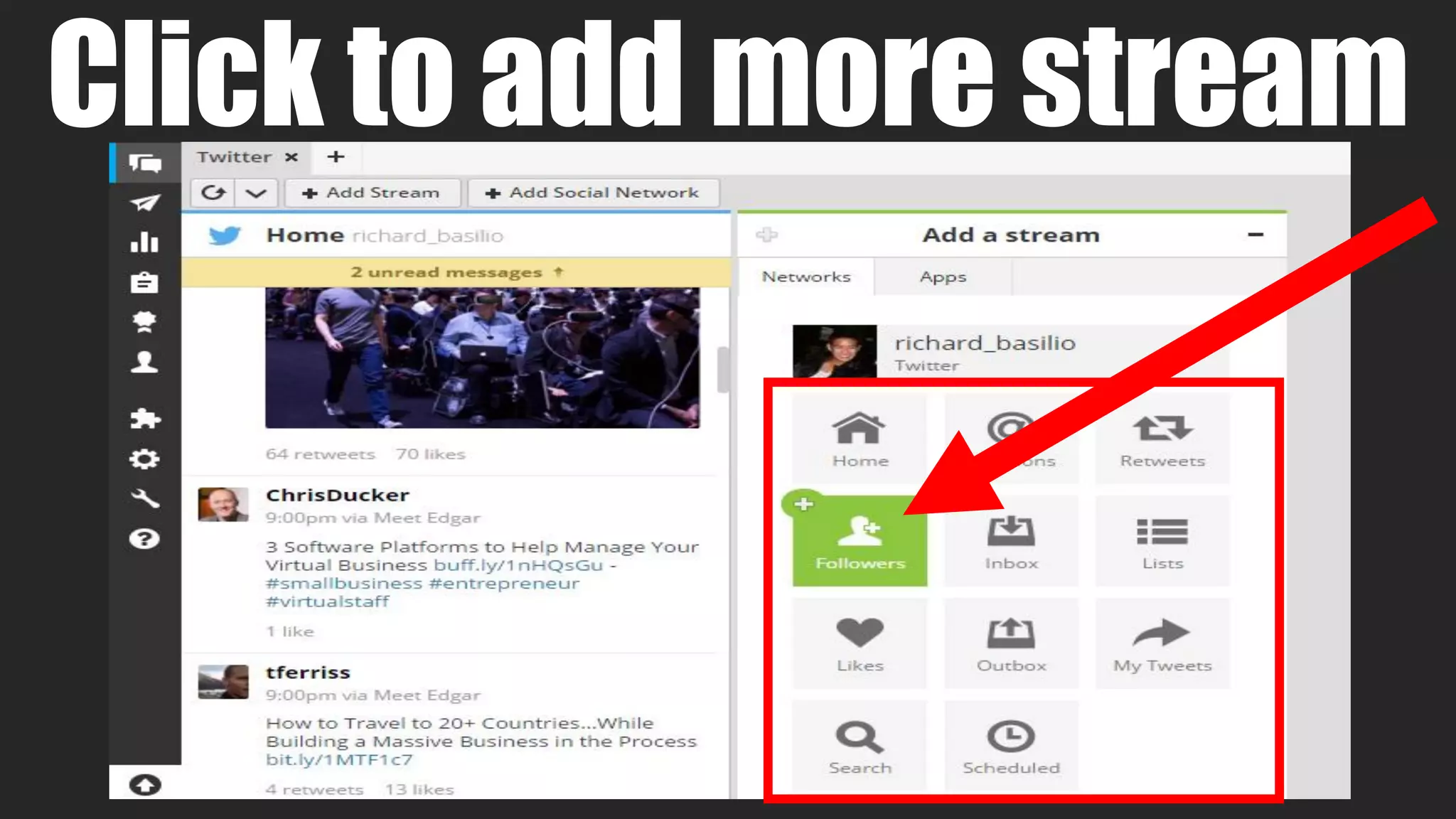 Click to add more stream
 