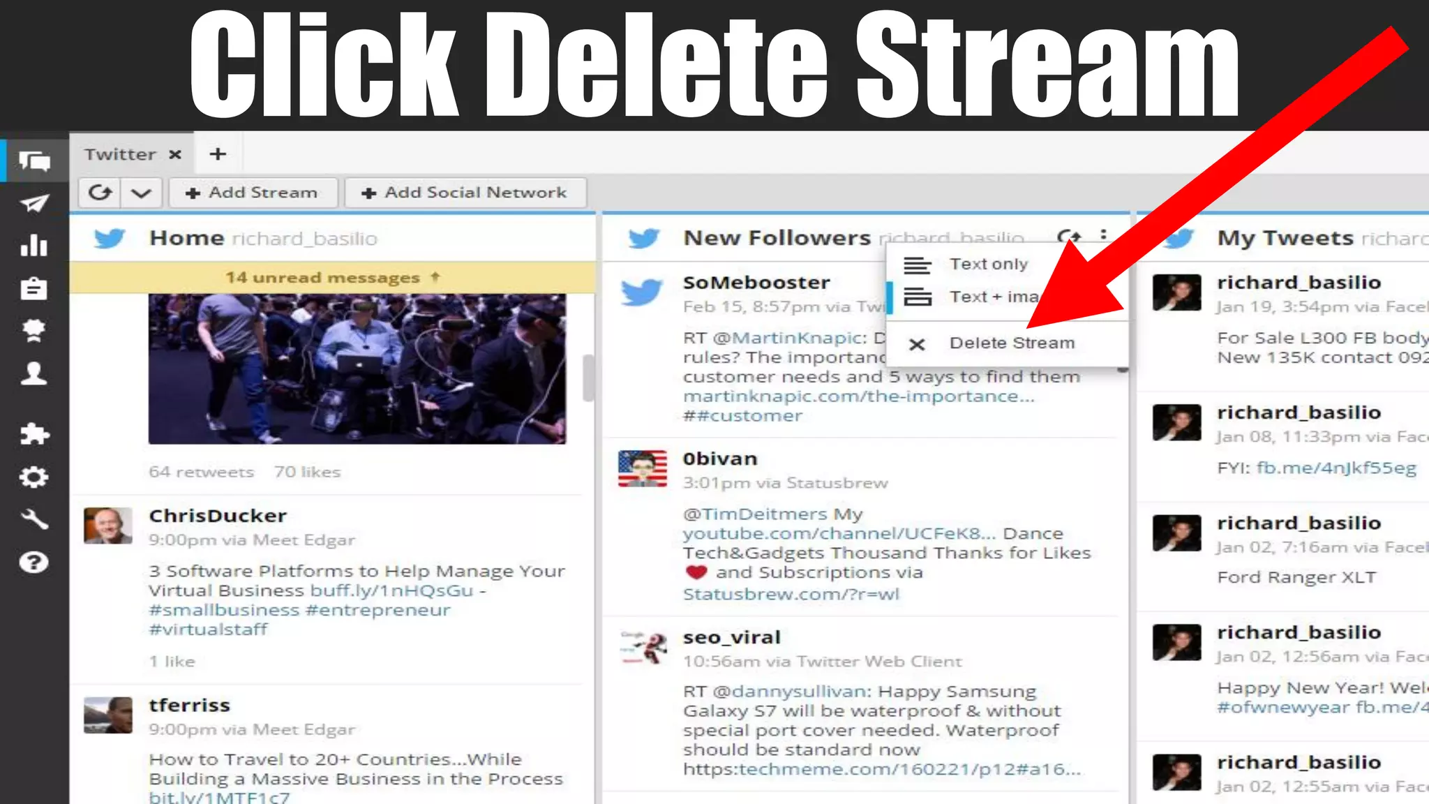 Click Delete Stream
 