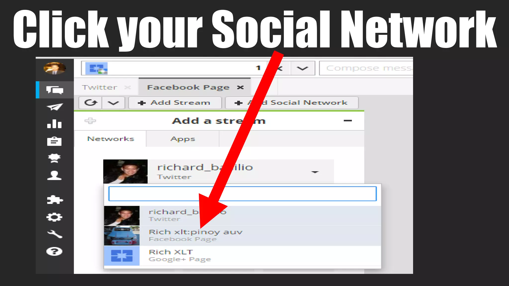 Click your Social Network
 