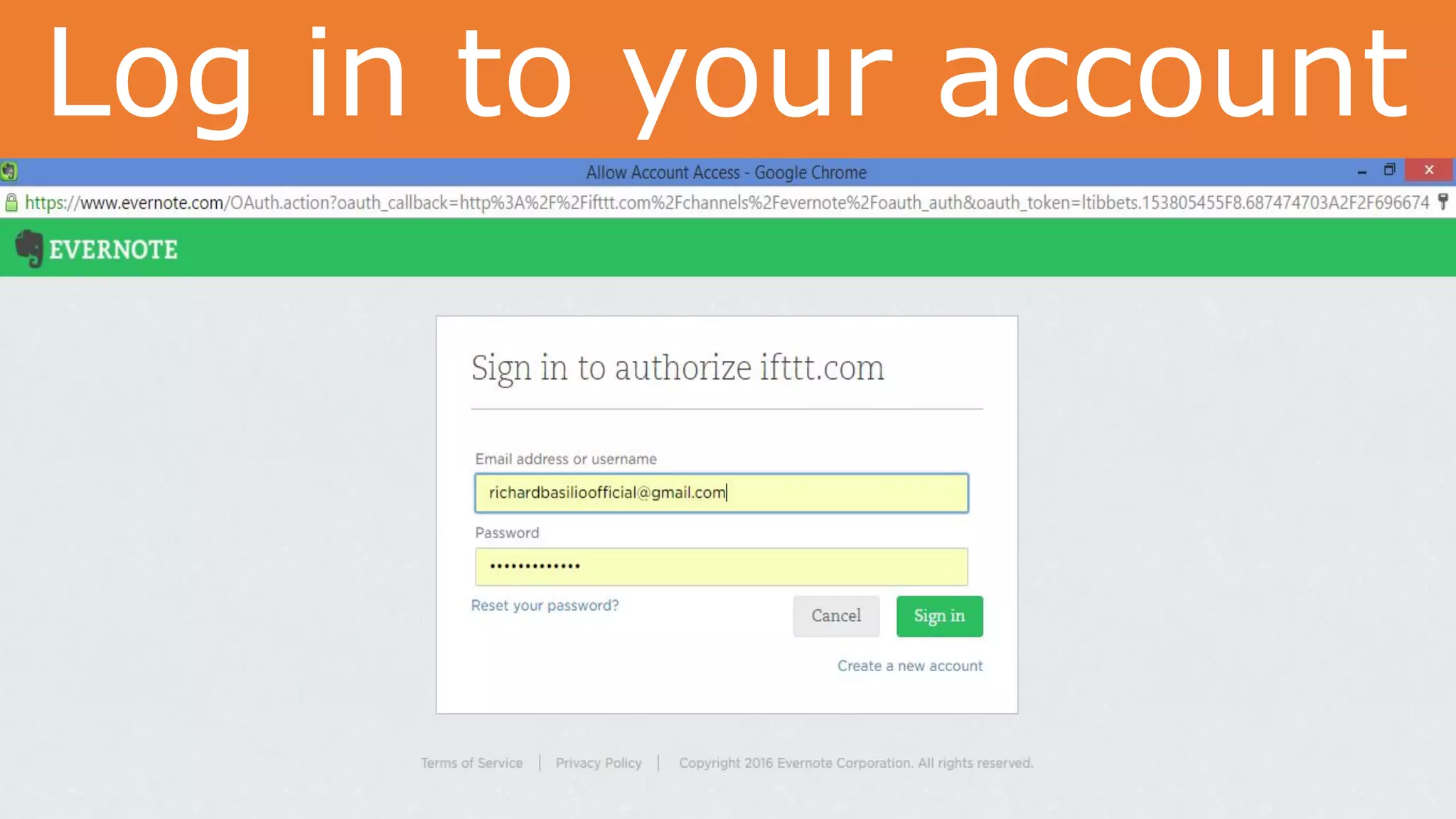 Log in to your account
 