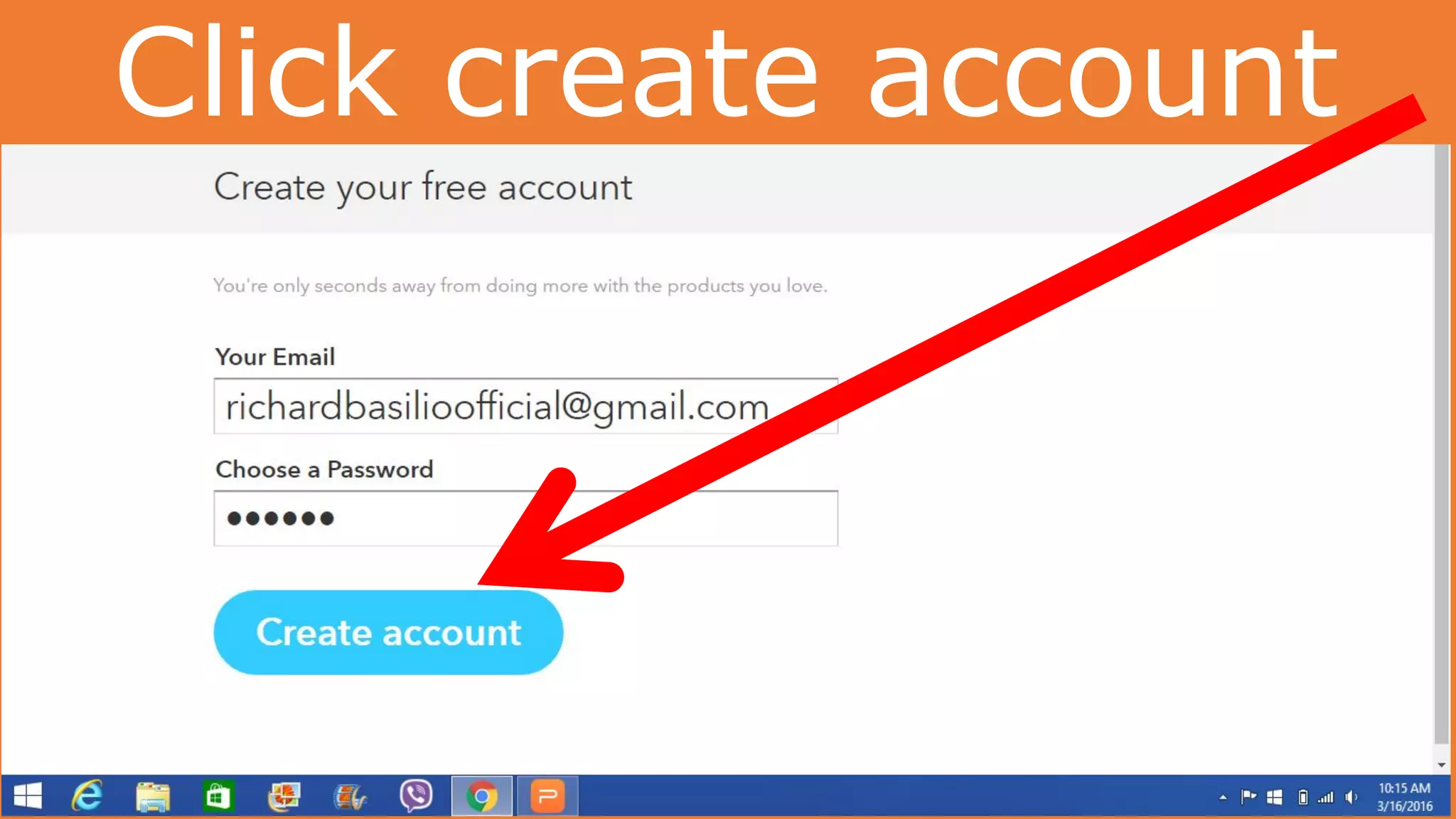 Click create account
 