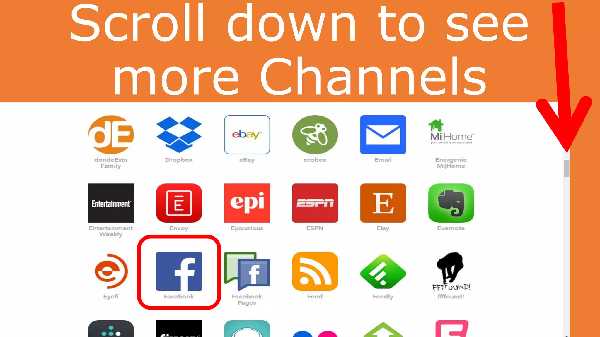 Scroll down to see
more Channels
 