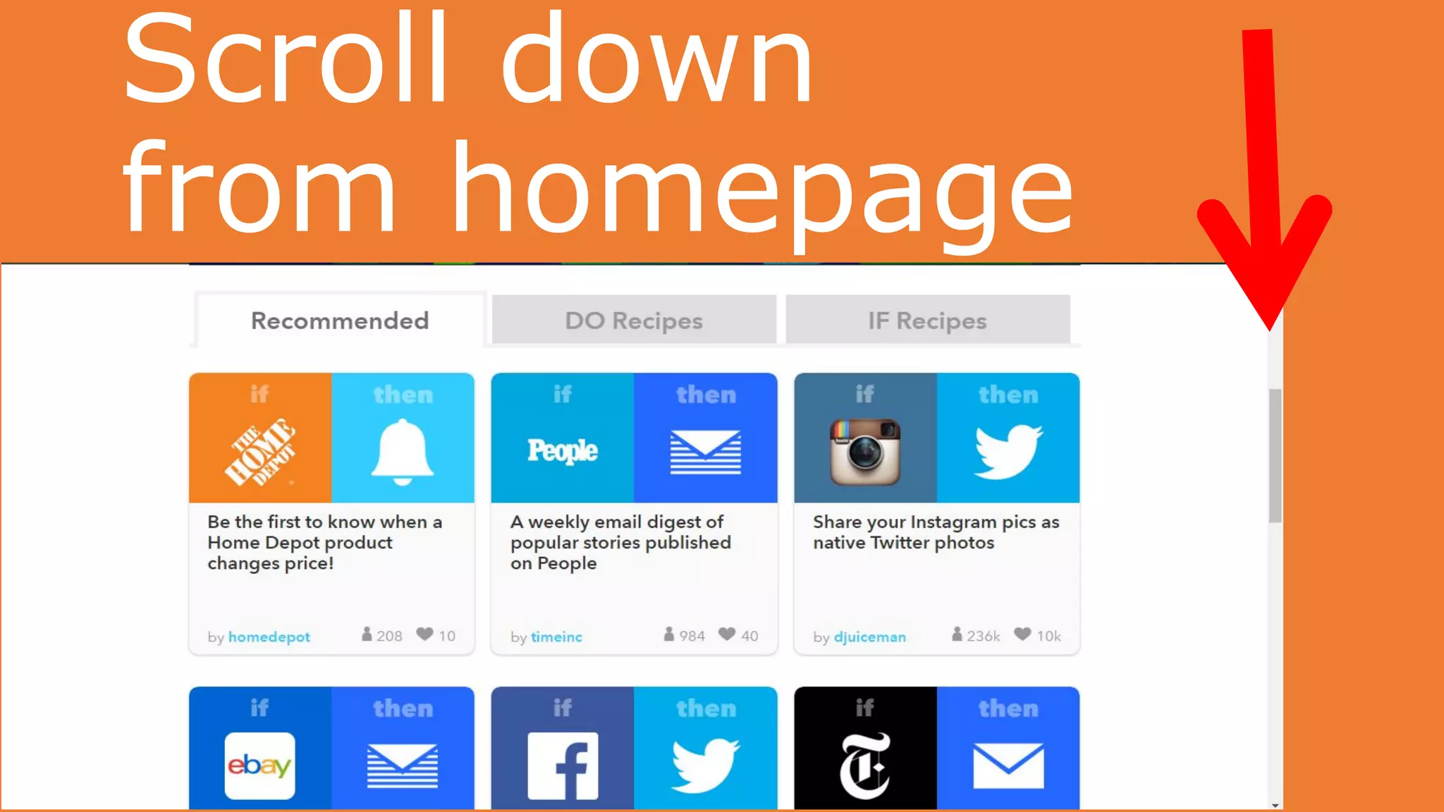 Scroll down
from homepage
 