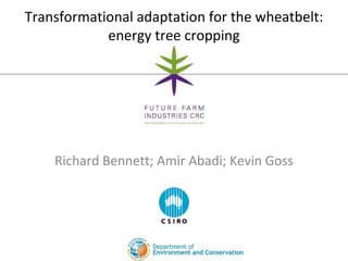 Richard Bennett; Amir Abadi; Kevin Goss Transformational adaptation for the wheatbelt: energy tree cropping 