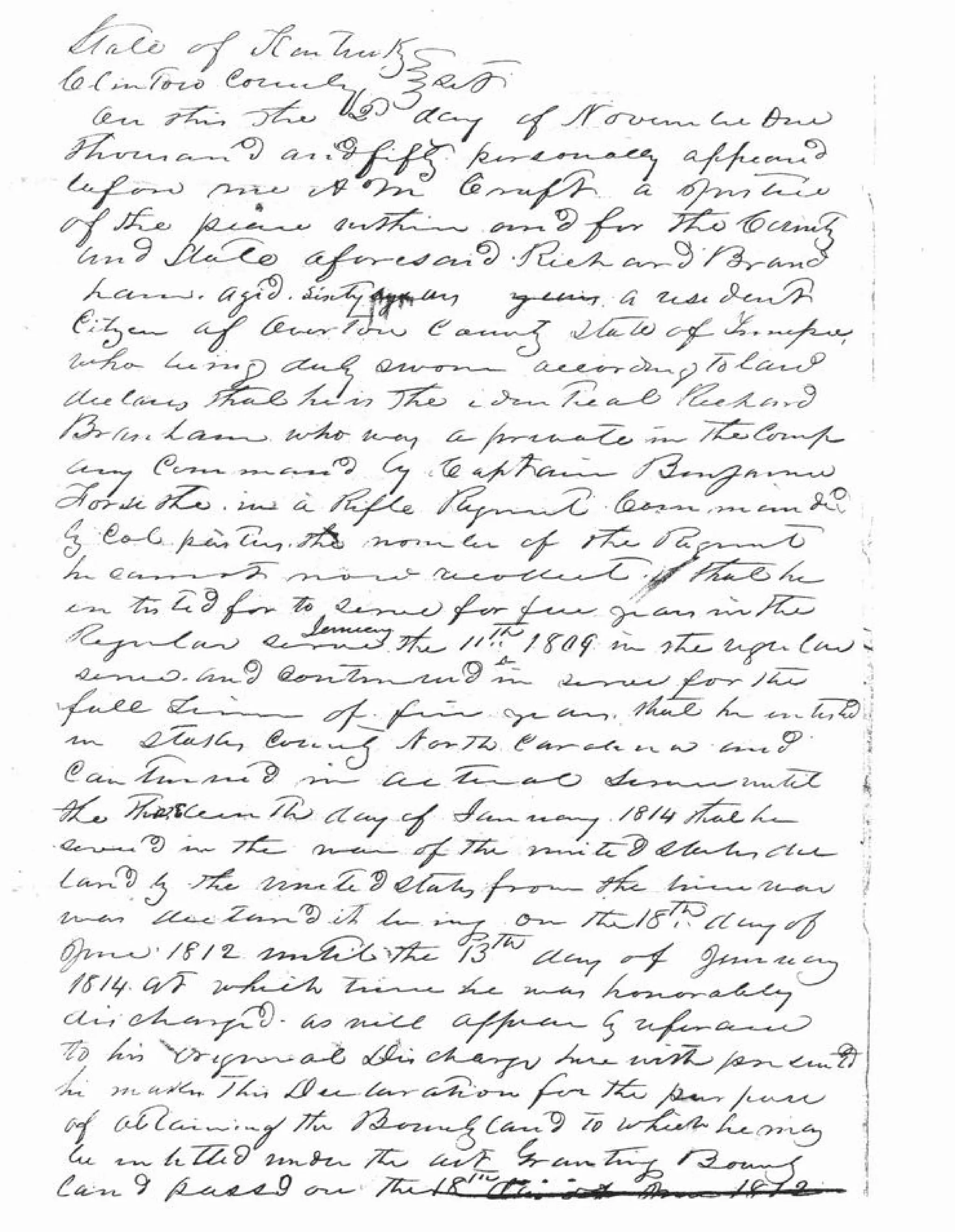 Richard branham military discharge and land claim PPT