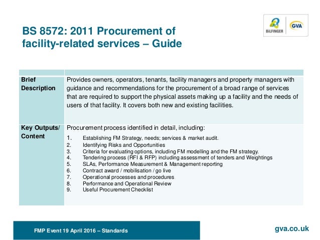 Standards In Facility Management - 