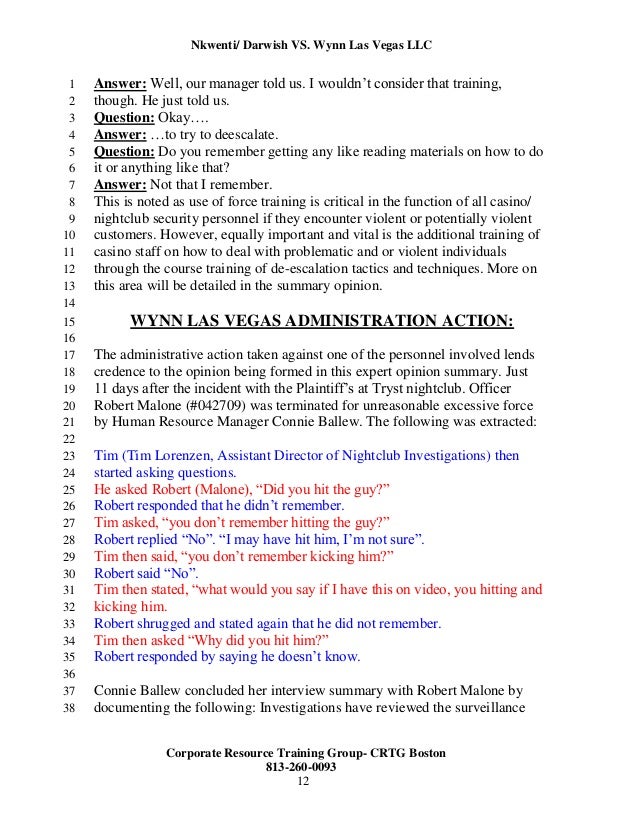 richard garrity millis ma legal opinion report wynn las vegas las vegas incident report