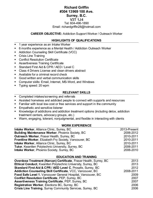 Bc resume examples