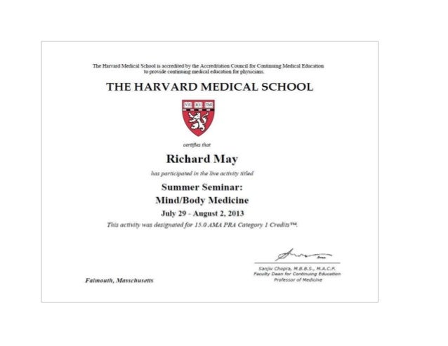 dr richard may 3314200 harvard medical school cme free medical degree