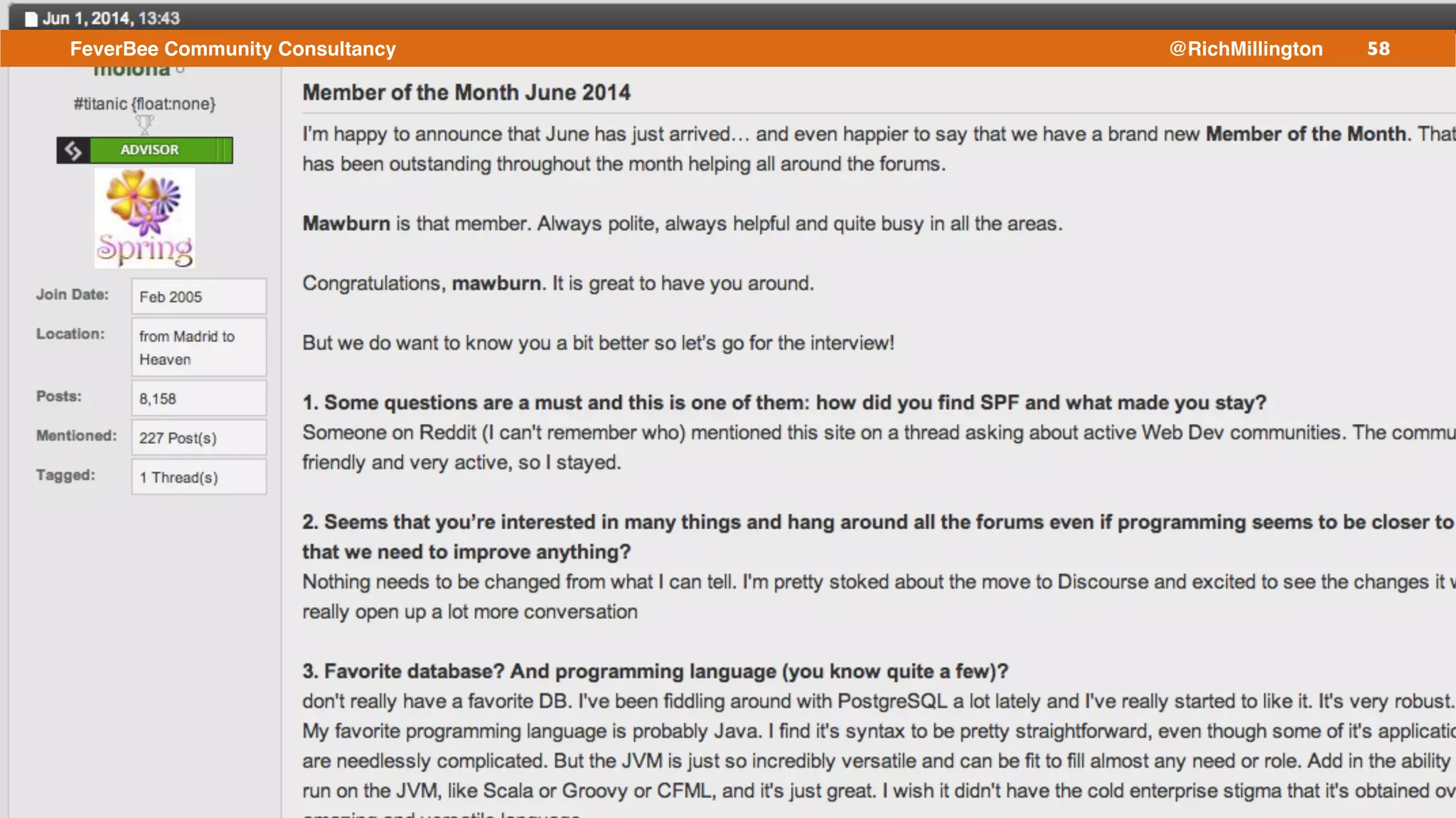 58FeverBee Community Consultancy @RichMillington
 