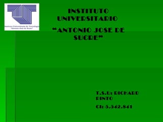 INSTITUTO UNIVERSITARIO  “ ANTONIO JOSE DE SUCRE” T.S.U: RICHARD PINTO CI: 5.542.841 